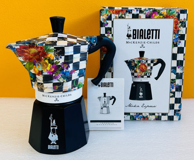 MacKenzie-Childs 37596-4095 Courtly Flower Market Bialetti Moka Coffee Pot. New!