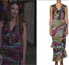 Salonii Anita Ruffled Dot Silk Midi Dress Size US 6 NWOT