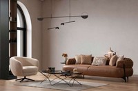 Modernes Wohnzimmer Sofa Set Designer Dreisitzer Edler Lehnsessel 2Tlg