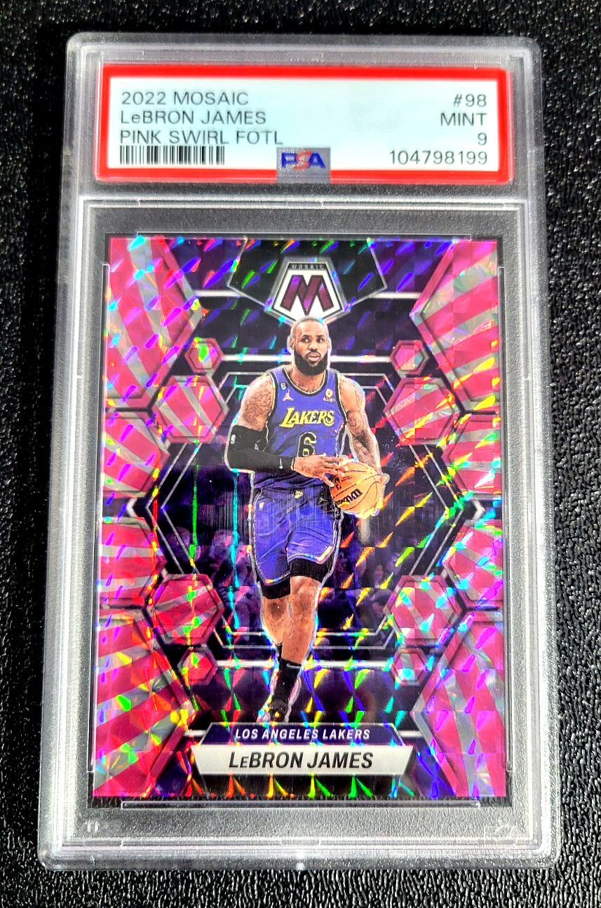 2022 PSA 9 MINT LEBRON JAMES MOSAIC PINK SWIRL PRIZM SSP /20 FOTL G6332