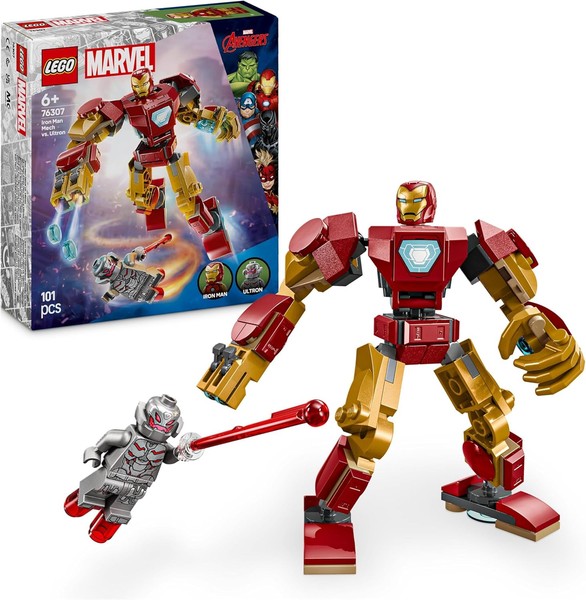 Lego Marvel Iron Man Mech Vs. Ultron - Superhelden Spielzeug Mit 2 Minifiguren-image