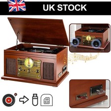 Vinyl Record Player with Speakers 3 Speed Turntables CD SD Cassette Player MP3
