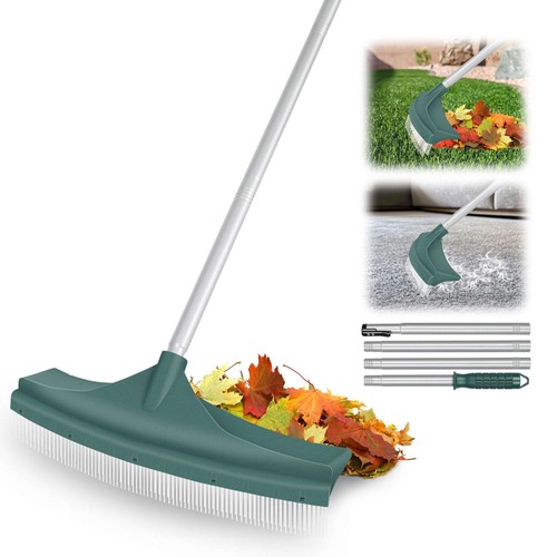 Artificial Grass Brush Curved Turf Rake Lawn Rack Adjustable Steel Handle