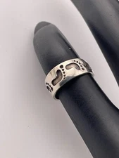 925 STERLING SILVER FOOTPRINTS 6.6MM GRADUATED TOE RING SIZE 2.5 ADJUSTS 2034