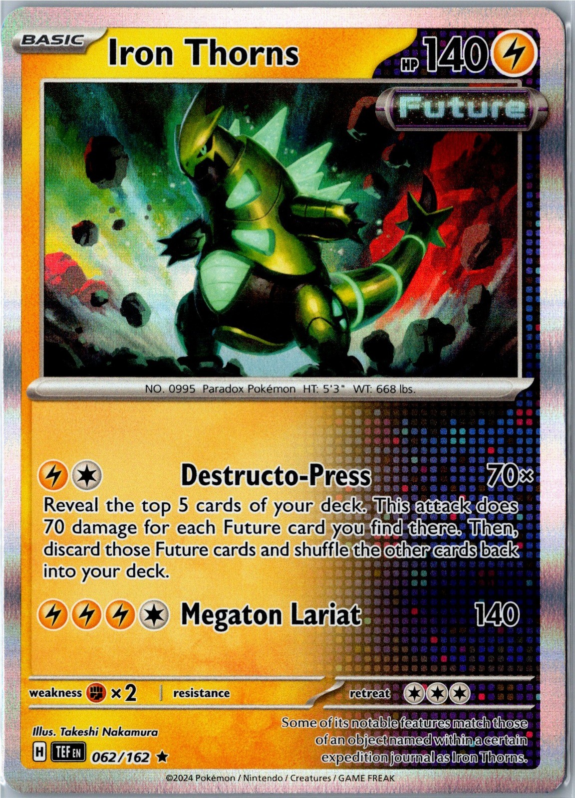 Pokemon Card - Iron Thorns 062/162 - SV05: Temporal Forces Rare Holo NM
