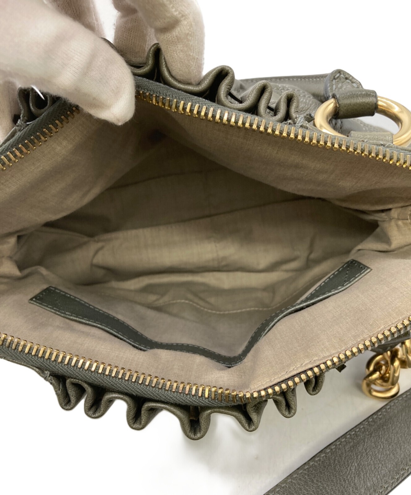 MARC JACOBS 2-Way Handbag Gray Green Quilted leather Shoulder bag image 10