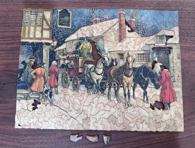 Vintage Wood Puzzle Ye Boars Head Inn - READ - LOOK