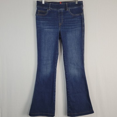 Spanx Jeans Flare Jeans in Midnight Shade size MP Blue Pull On Classic Retro