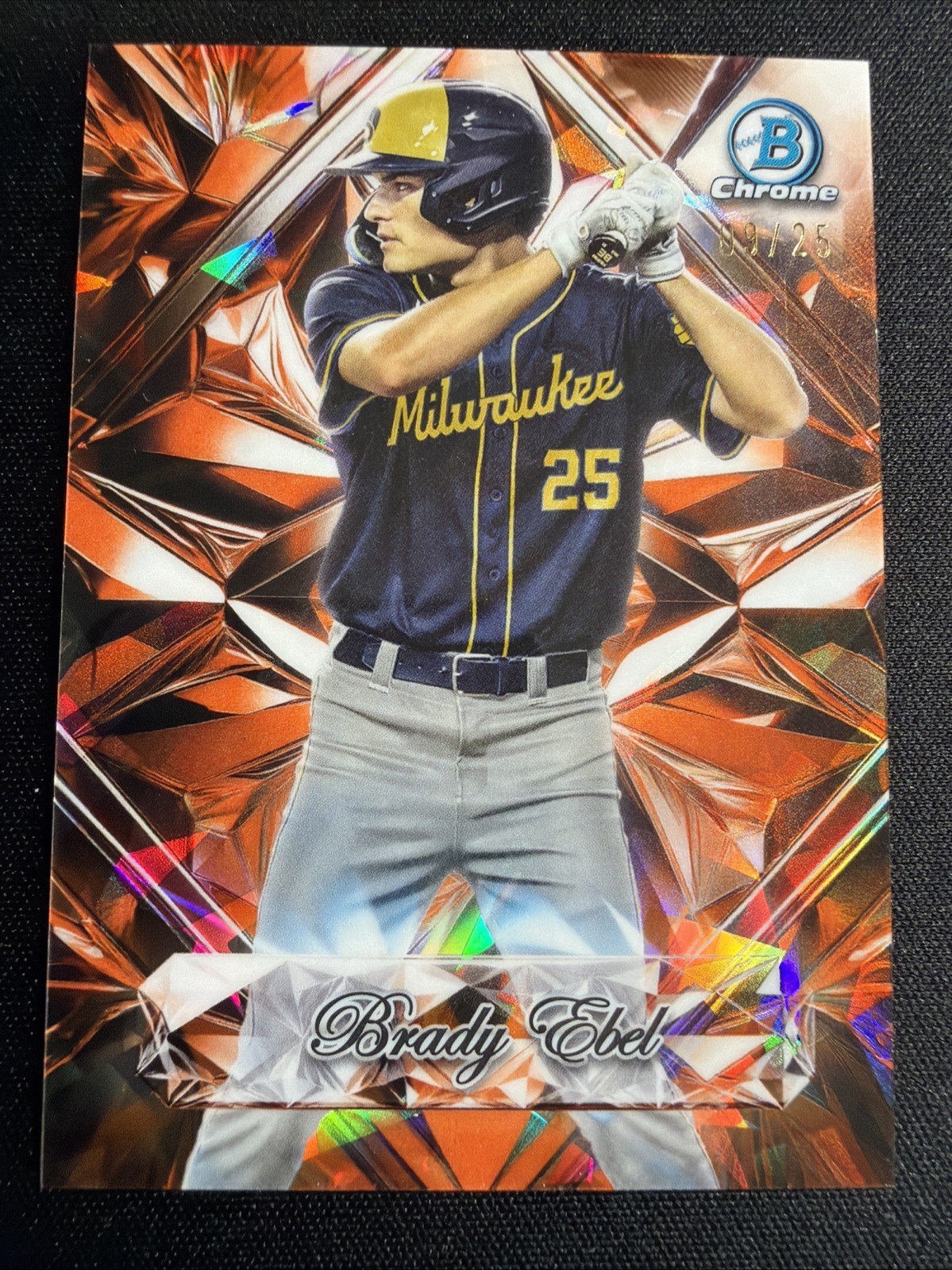 2025 Bowman Draft Brady Ebel Sapphire Selection Brewers #SS-9 Orange /25