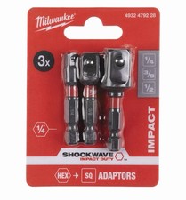 Milwaukee Socket Adaptors Shockwave Impact 1/4” 1/2” 3/8” (3pcs)