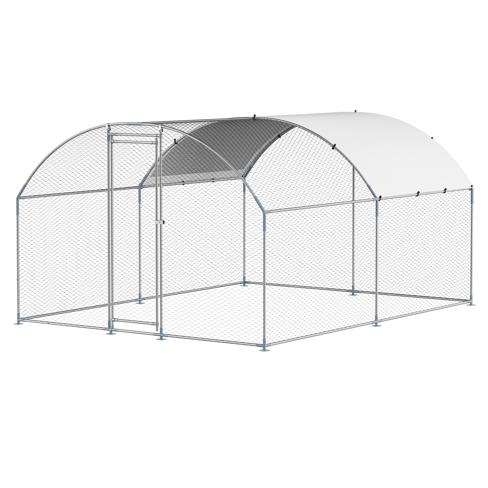 Metal Chicken Coop 9.8x13.1x6.5 ft Walk-in Chicken Run with Cover Doom Roof