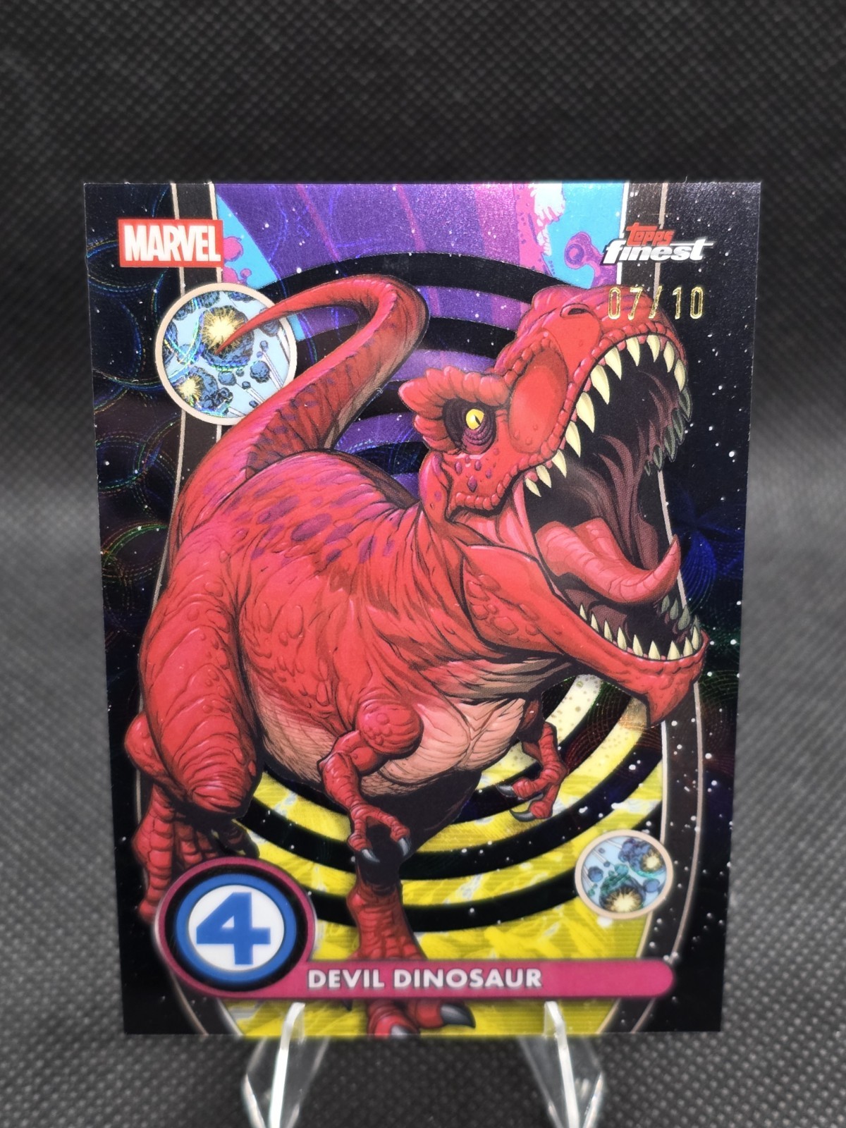 2026 Topps Finest Marvel Fantastic Four DEVIL DINOSAUR Negative Zone Black 07/10