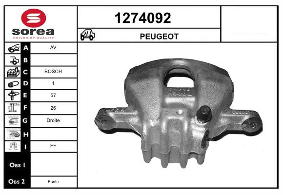 Étrier de frein arrière SNRA 1274092 pour Peugeot 308 SW I et 3008 compact