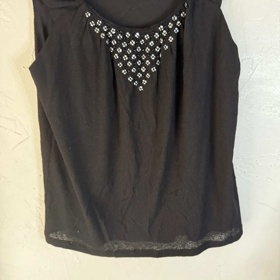 Blusa Top RQT Y2k Negra Sin Mangas Adornada Cuello Cuadrado L Babydoll Grunge Foto 3 de 4