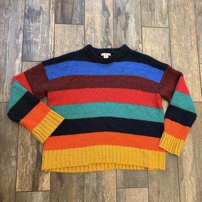 Urban Outfitter Bobby Boyfriend Rainbowcore Kidcore Striped Sweater Y2K Sz Med