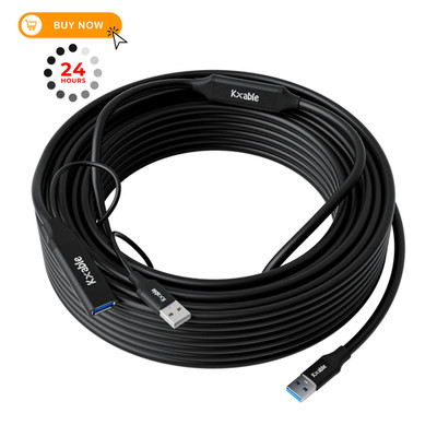 USB 3.0 Active Extension Cable 50 Feet, Type A Male 50 Feet (Active), Black