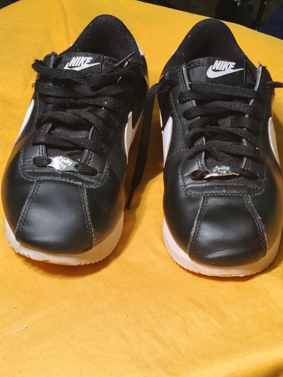 Nike Cortez 72 Basic Leather Running Shoes Black White Mens Size 8