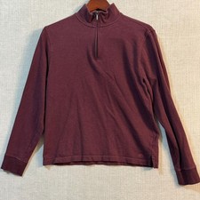 Brooks Brothers Mens M Burgandy Cotton 1/4 Zip Pullover