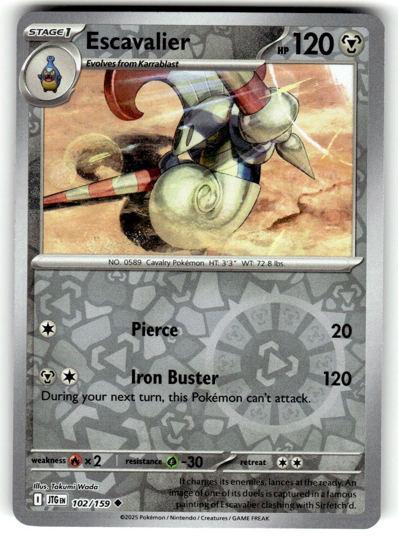 Escavalier Reverse Holo Uncommon SV09: Journey Together 102/159 NM