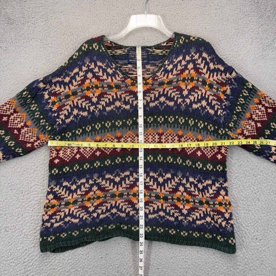 Suéter Abercrombie & Fitch Harvest para mujer grande multicolor Fair Isle tejido a mano Foto 2 de 4