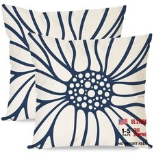 18x18 Inch Outdoor Throw Pillow Covers Set of 18" x 18" Pack of 2 Navy Blue