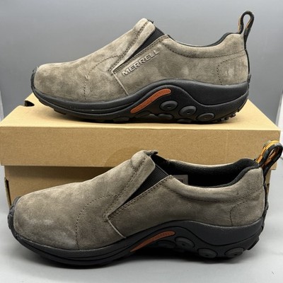 Merrell Jungle Moc Mens 8 Gunsmoke Grey Brown Suede Slip On Trail Loafers Shoes