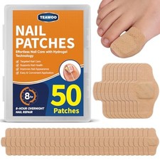 TEAWOO 50Pcs Nail Repair Patches for Toenails, 1 Count Pack of 50 , Beige