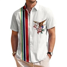 Patriotic Hawaiian Shirt Button Up Casual Beach