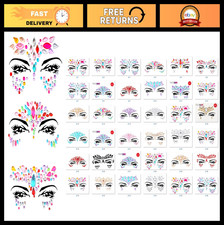 100 PCS Face Gems Adhesive Glitter Tattoos for Festivals  Rave Body Makeup