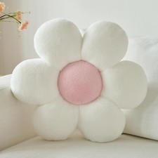 Flower Daisy Pillow, 19.6" Cute Decorative Throw for Couch Bed, White