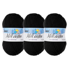 Cotton Yarn,Soft Knitting Yarn -3 Skeins/3 218yards/3 3.53oz/Black