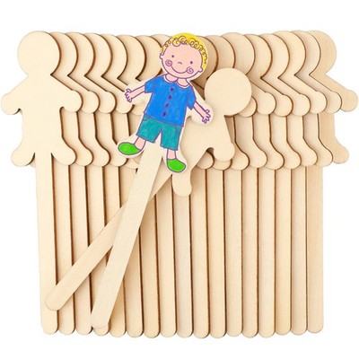 150 Pcs People Craft Sticks 5.3 Inch Jumbo People Shaped Craft Sticks Natural...