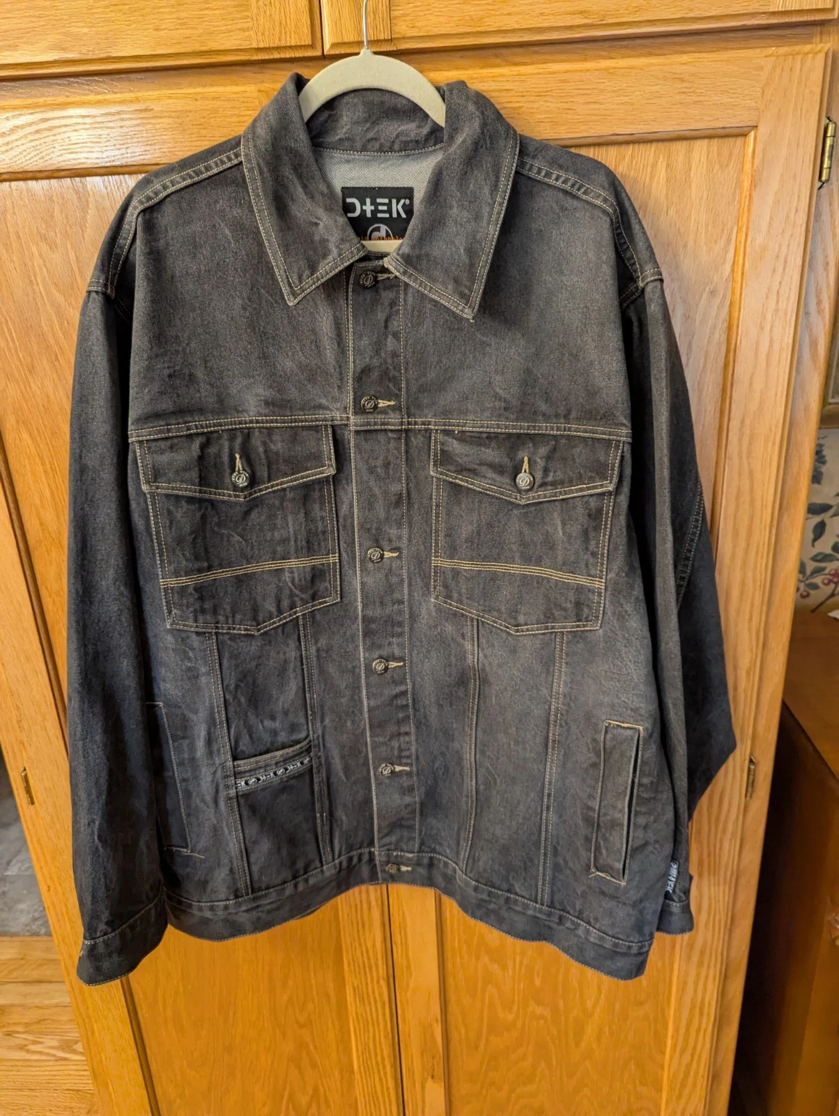 VINTAGE DTEK Y2K BLACK WASH JEAN JACKET BAGGY XL MEN'S 0-280