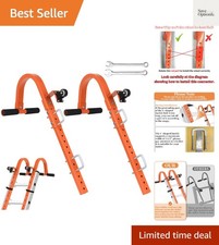 2 Pack Heavy Duty Ladder Roof Hook W/ Wheel Rubber Grip T-Bar Damage