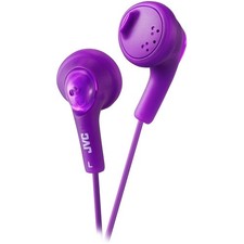 Violet Gumy Earbud Headphones Wired Bass Boost Oval Soft Rubber Comfortable Fit