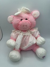 Fisher Price Puffalumps 15  Pink White Cow Lightweight Material Plush 1986 8001