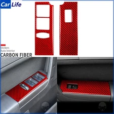 Red Carbon Fiber Front Door Window Lift Switch Panel Cover For Ford Focus 08-11