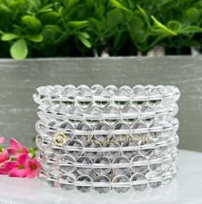 Wholesale 6 Pcs Natural Clear Quartz 8mm 7.5 Crystal Healing Stretch Bracelet