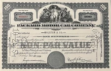 Packard Motor Car Company Stock Certificate- Famous Automobile Maker, 1953
