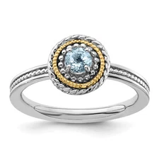 Silver & 14K Expressions Aquamarine Ring QSK916