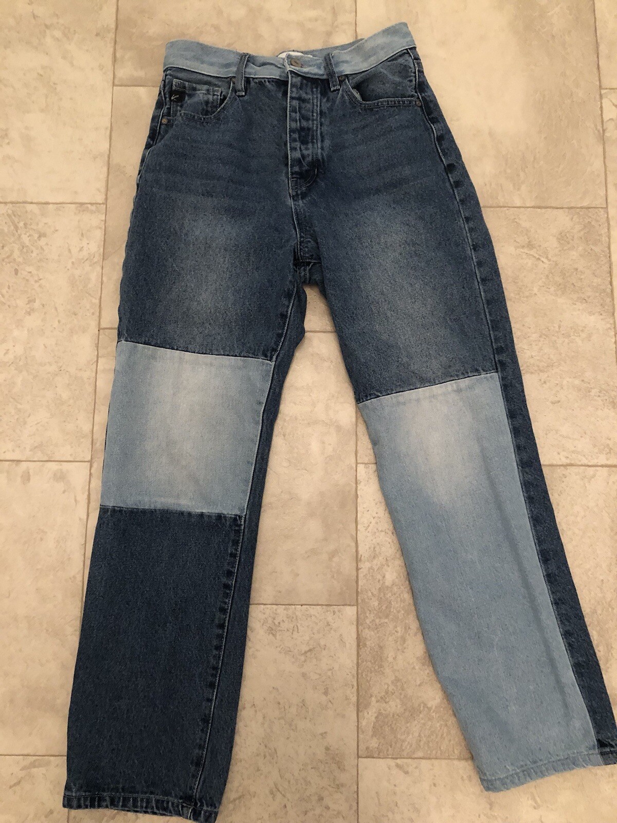 KanCan Patchwork Two Tone Button Fly Straight Leg… - image 1