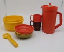 Vintage Tupperware Play Set of Kids Collection Pitcher Mugs Bowls Spatula