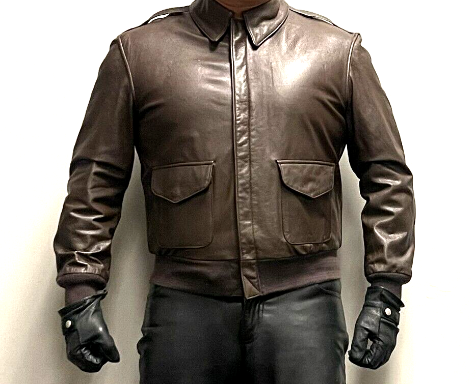 ビッグサイズ SADDLERY COOPER ゴートスキン A-2 46R Cooper USA-Made Brown Goatskin Leather USN Bomber Jacket size 42