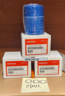 THREE Honda Genuine JDM Oil Filters w/Gaskets MADE IN JAPAN 15400-RTA-003 NEW
