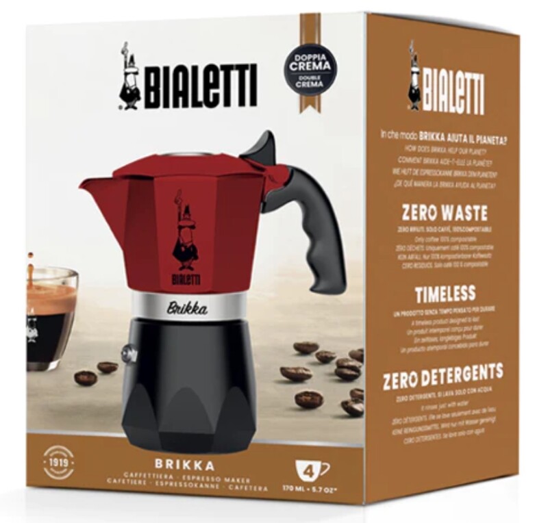 Bialetti Brikka Red 4 Cup Moka Pot Express Aluminium Stovetop Coffee Maker