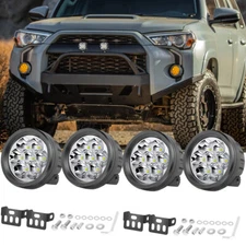 For Toyota FJ Cruiser A-pillar fog light hood ditch pods 3.5" LED Round Driving