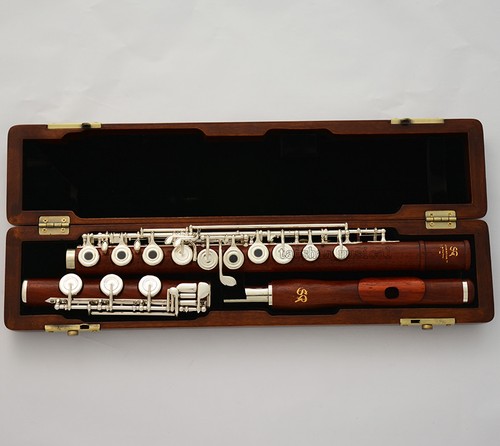 Professional Rose Wooden C# Trill B Foot Flute European headjoint Wood case - Picture 5 of 6