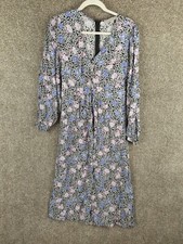 LOFT Midi Dress Womens 8 Pink Black Floral Long Sleeve Boho Fairy Cottagecore