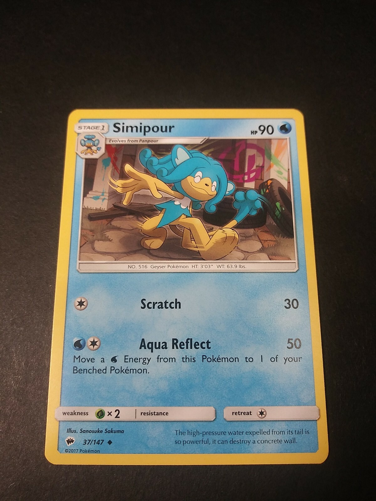 Pokemon Burning Shadows Simipour Uncommon Card 37/147 NM