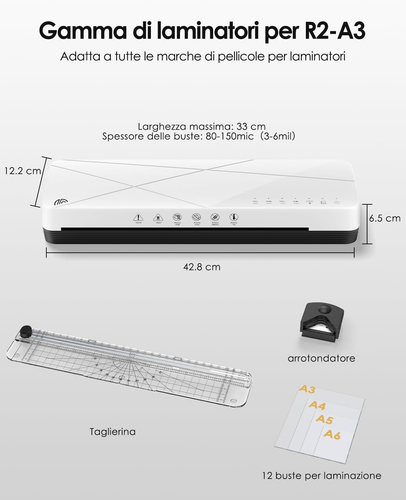 Plastificatrice, Plastificatrice A3 in 6 Modalità Di Laminazione - ABS E Spegnim - Foto 7 di 12